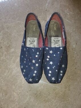 Toms Kids Navy Star Slip-Ons with White Star Print